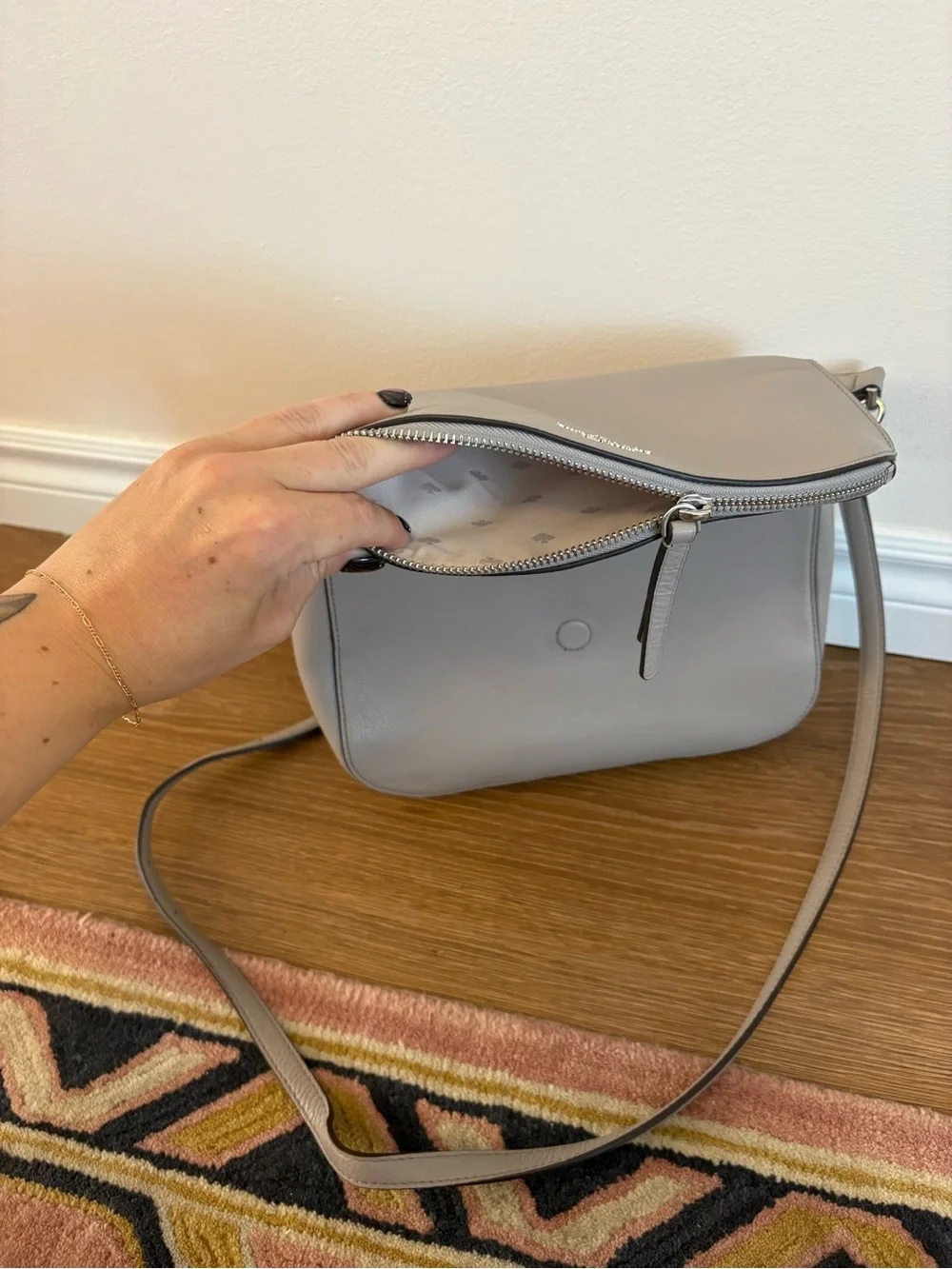 kate spade Gray Pebbled Leather Crossbody Bag
